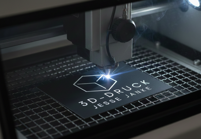 © 2025 Jesse Janke (KI-generiert) Lasergravur einer Visitenkarte